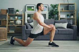 A person stretching their knee